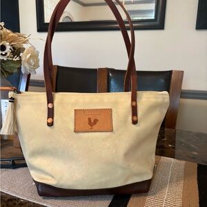 Meanwhile back on the farm cream, wax canvas, small tote